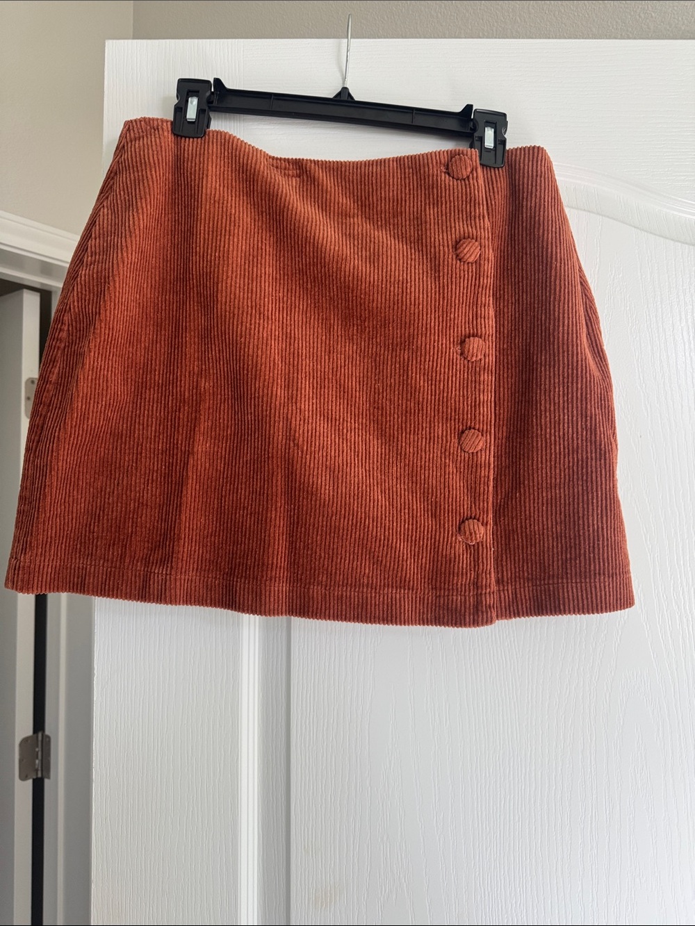 Lulus Rust Corduroy Button-Front Mini Skirt